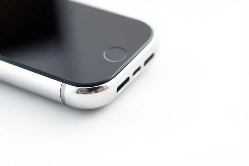 Illustrative close-up of a smartphone side frame and buttons